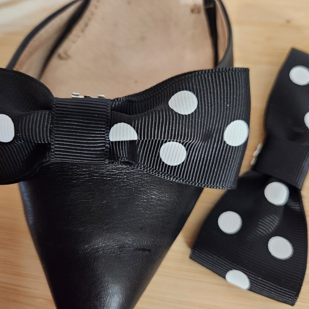 Hand Crafted Black Polka Dot Shoe Bows Shoe Clips